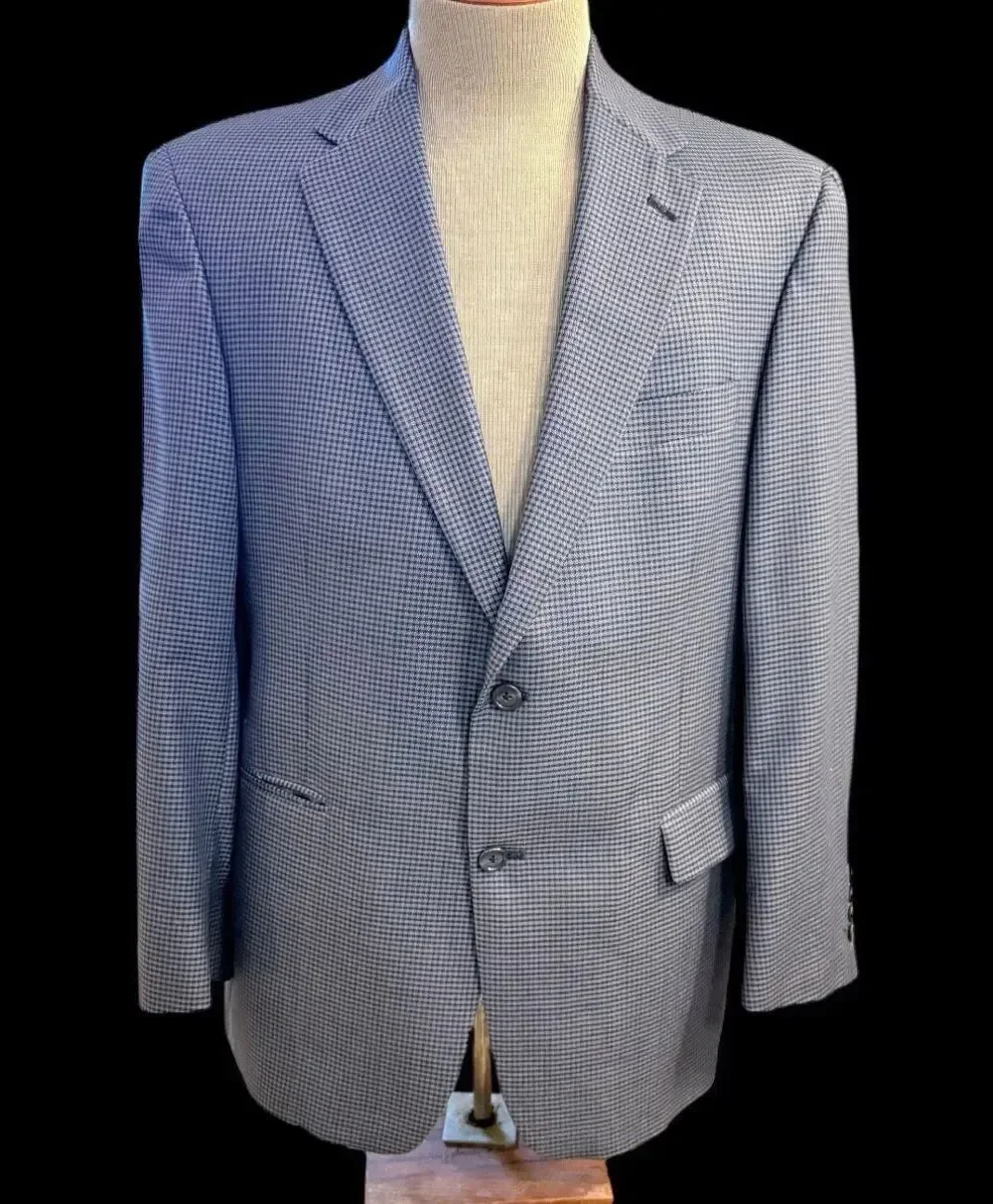 Hart Schaffner Marx Two-Button Blazer/Sport Coat Blue Micro-Houndstooth 42S